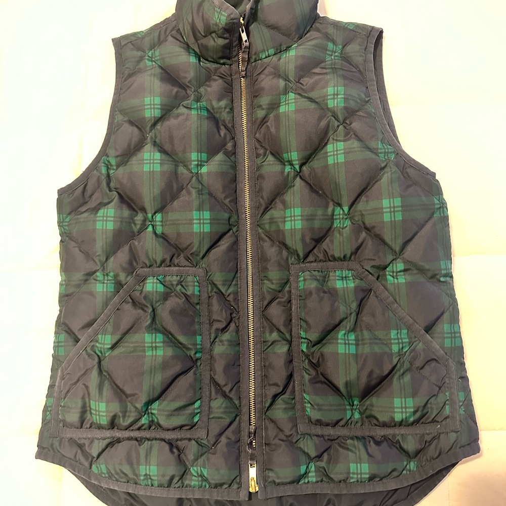J. Crew Black and Green Quilted Vest